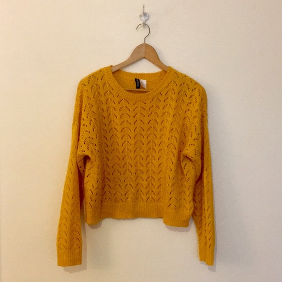 Divided orange loose-knit eyelet sweater - Picture 1 of 5